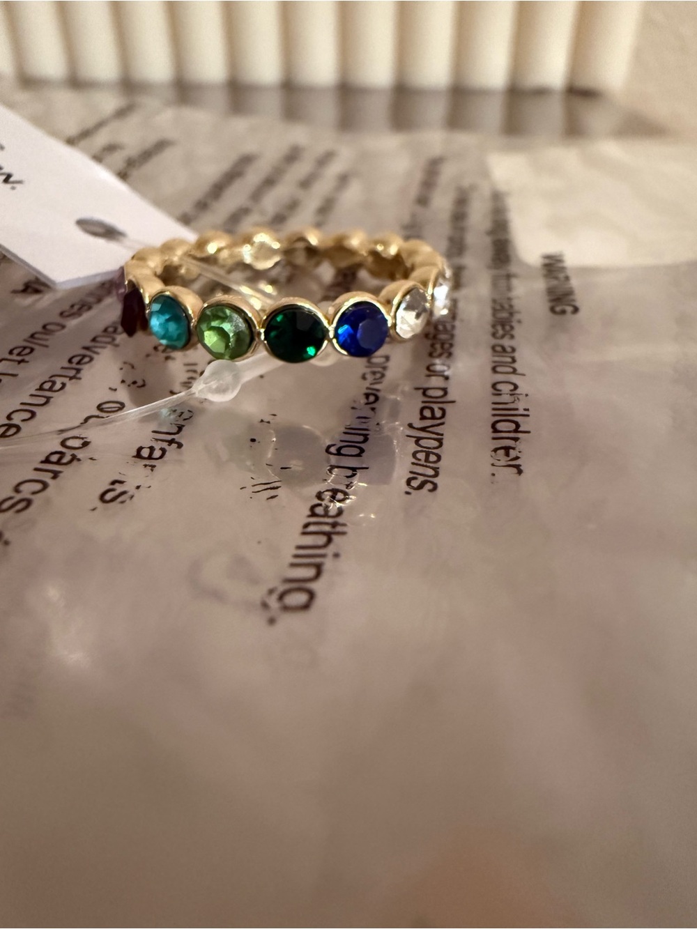 Gold Multicolor Crystal Stack Ring - Vibrant Gemstone Band